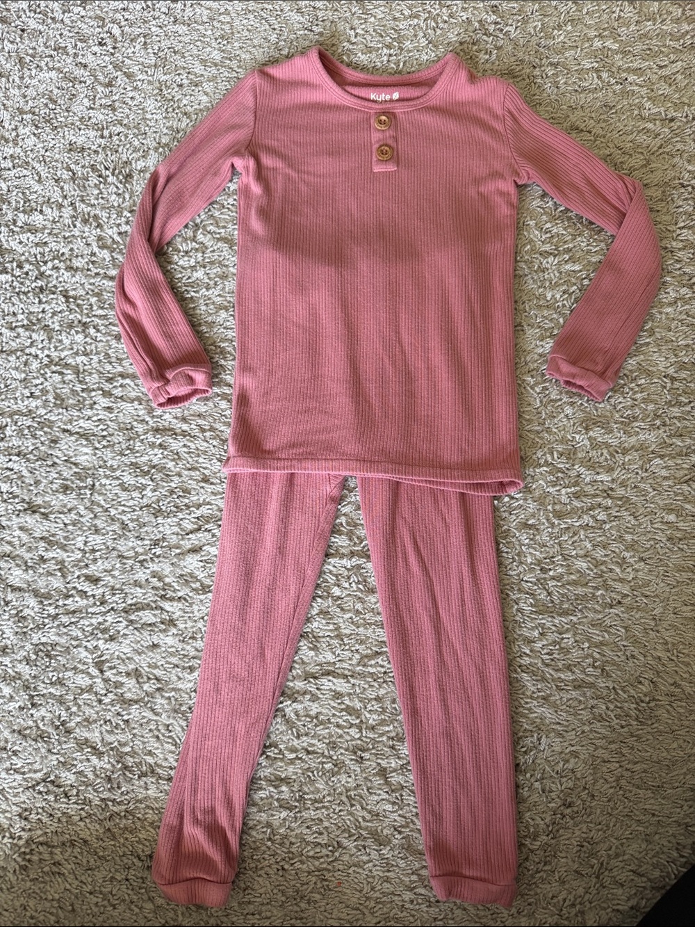 Kyte BABY Rose Pink Ribbed Thermal Pajama Set